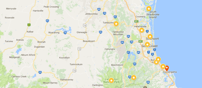 Gold Coast Attractions Map